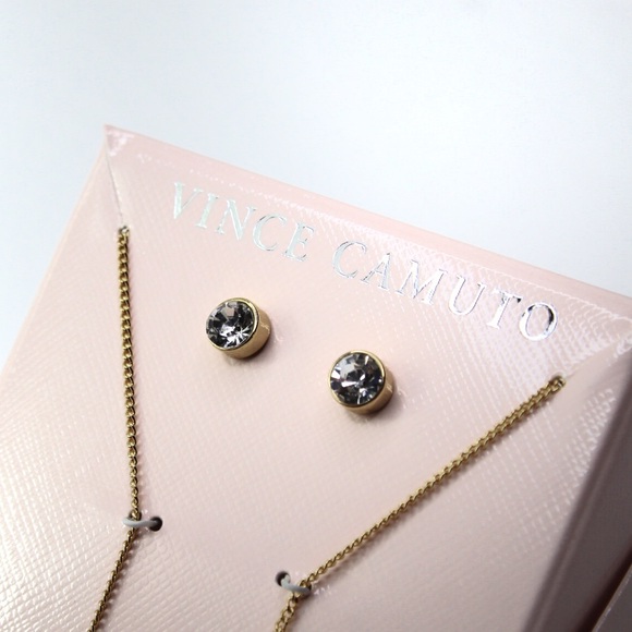 Vince Camuto Necklace Earrings Marble Effect Set - Picture 5 of 6